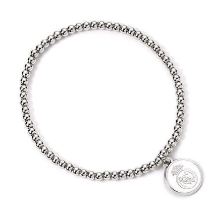 Pulsera extensible plateada del Real Madrid con charm del escudo