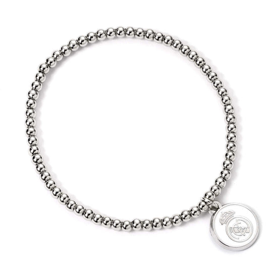 Pulsera extensible plateada del Real Madrid con charm del escudo