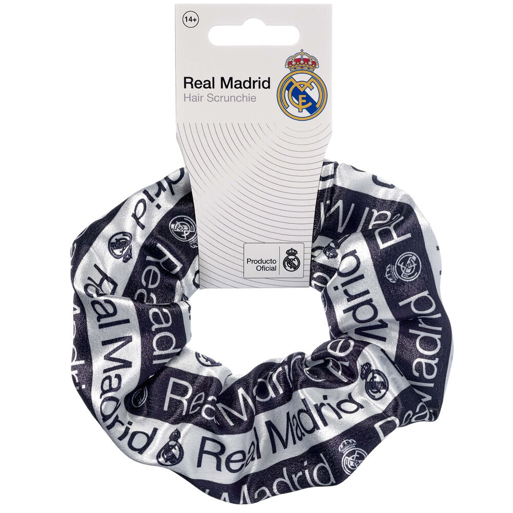 Coletero Real Madrid blanco y negro con escudo y nombre del club