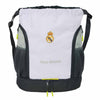 Saco mochila Real Madrid SAFTA blanco y negro con bolsillos laterales