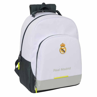 Mochila SAFTA Real Madrid 25/26 blanca y negra de 42 cm