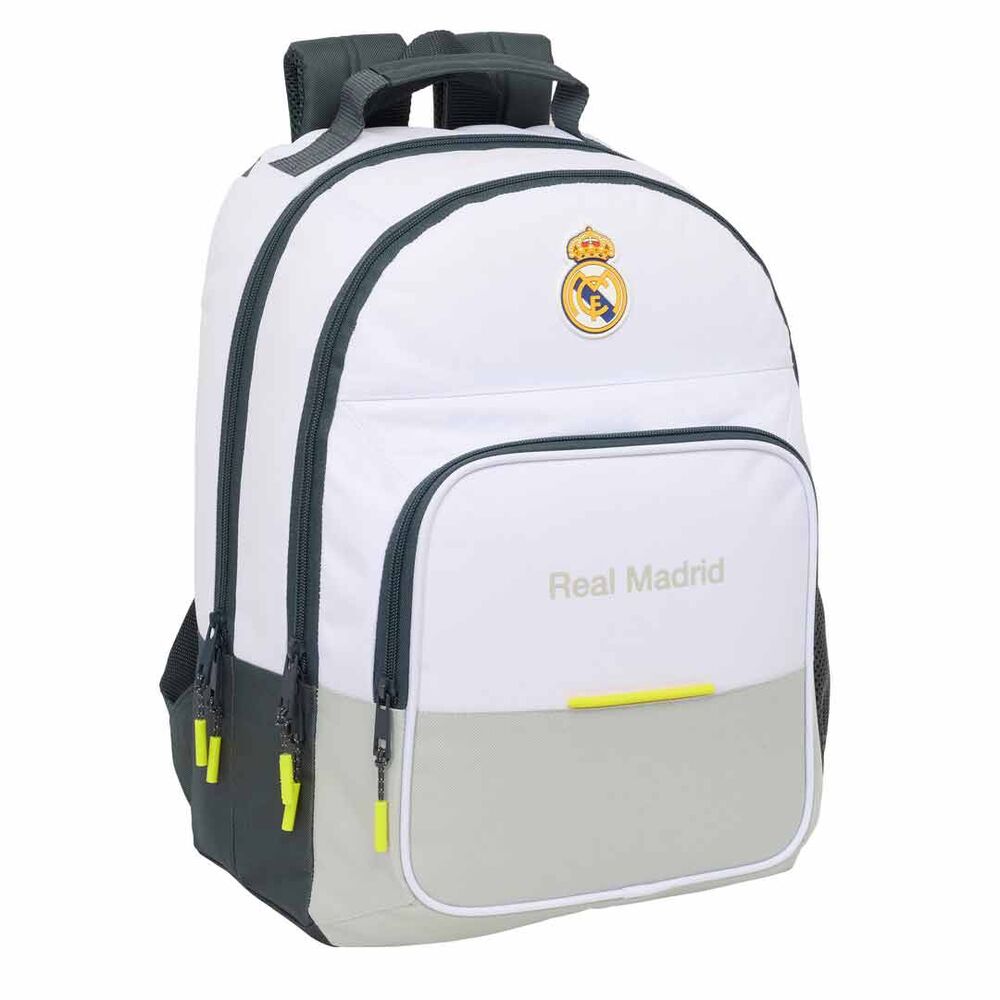 Mochila Real Madrid 25/26 blanca y gris de SAFTA