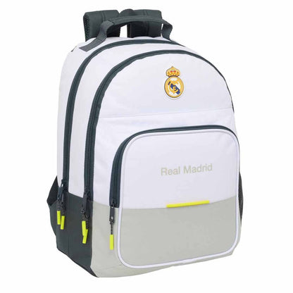 Mochila Real Madrid 25/26 blanca y gris de SAFTA