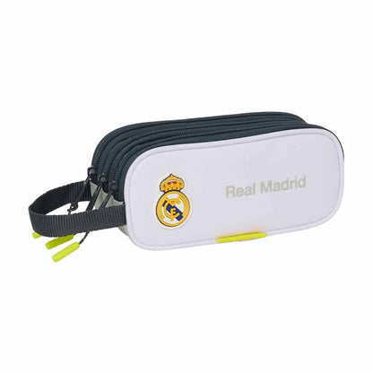 Portatodo triple Real Madrid 25/26 con tres cremalleras y asa lateral