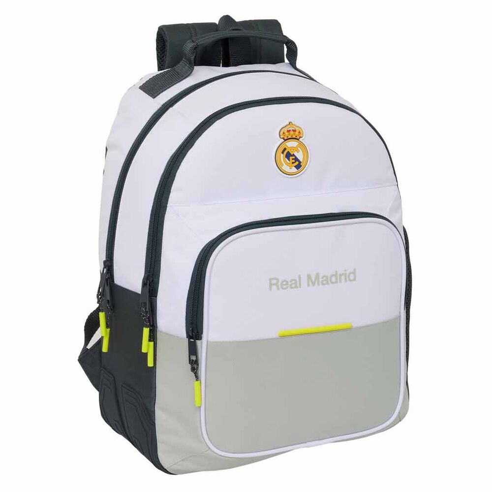 Mochila Real Madrid 25/26 blanca y gris de 42 cm