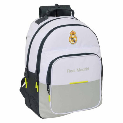 Mochila Real Madrid 25/26 blanca y gris de 42 cm