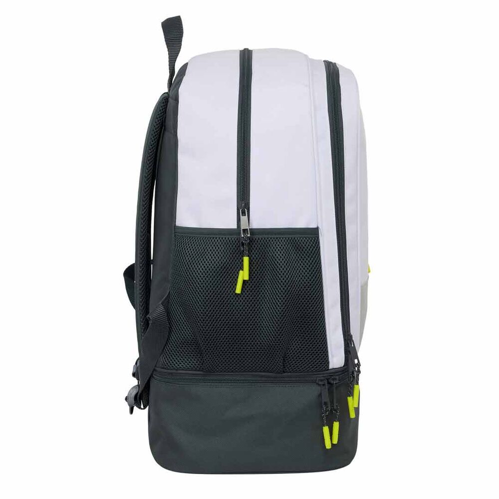 Mochila Real Madrid 25/26 SAFTA blanca y negra con compartimento inferior - 3