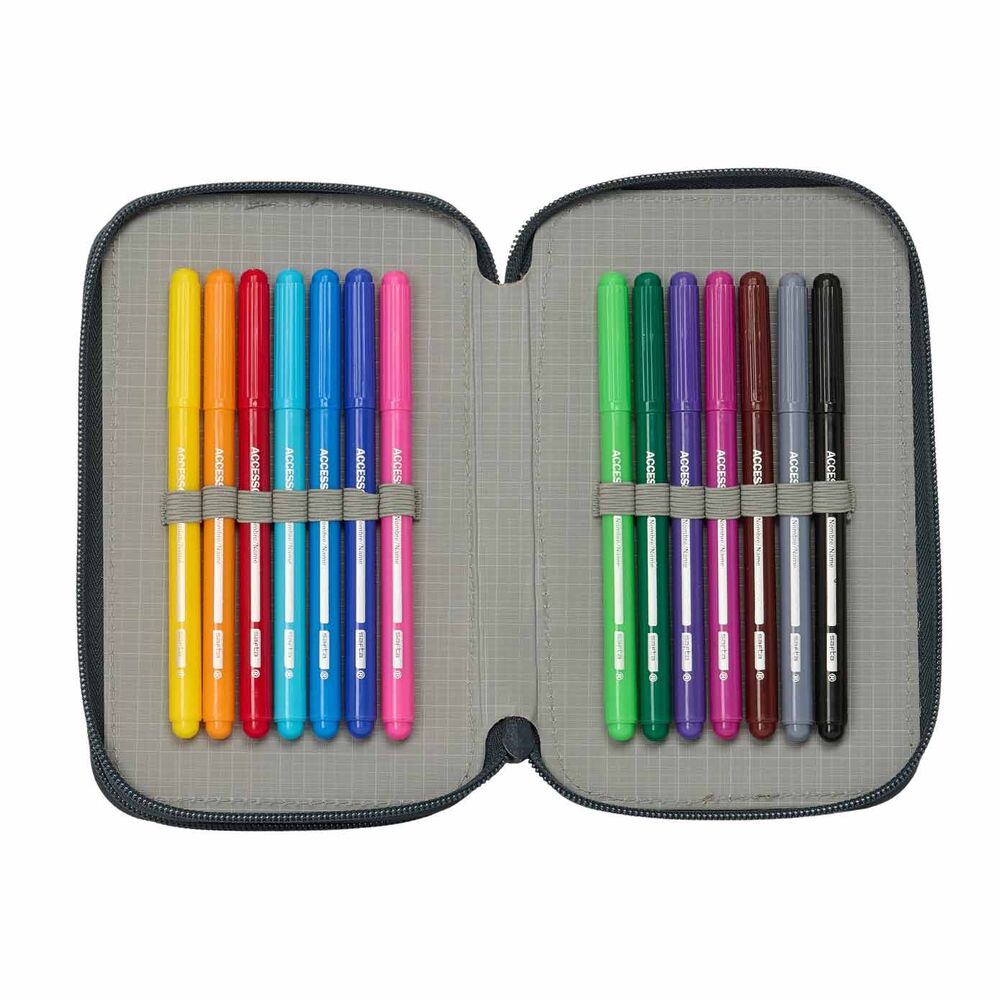 Plumier doble Real Madrid blanco y negro con material escolar - 5