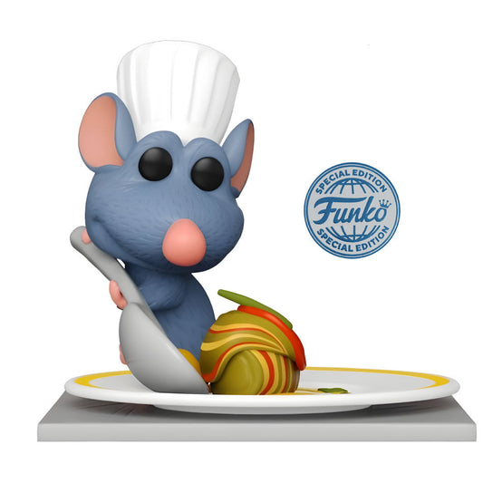 Figura FUNKO POP de Remy de Ratatouille con gorro de chef y plato