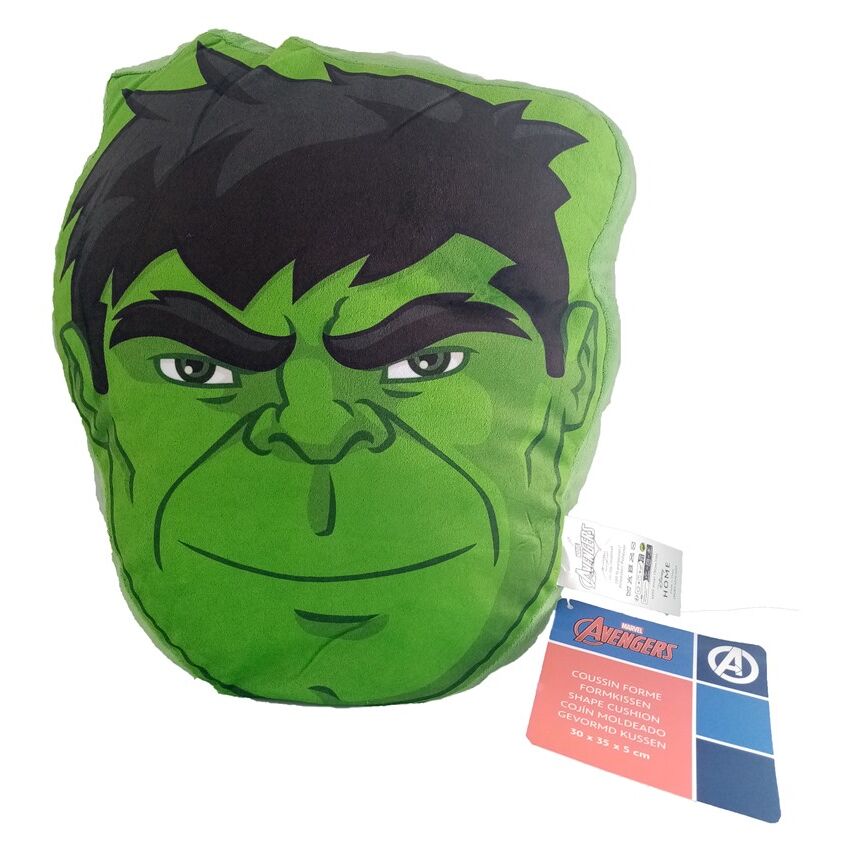 Cojín 3D con el rostro verde de Hulk de Marvel