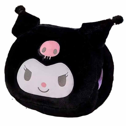 Cojín calienta manos negro con diseño de Kuromi de SANRIO