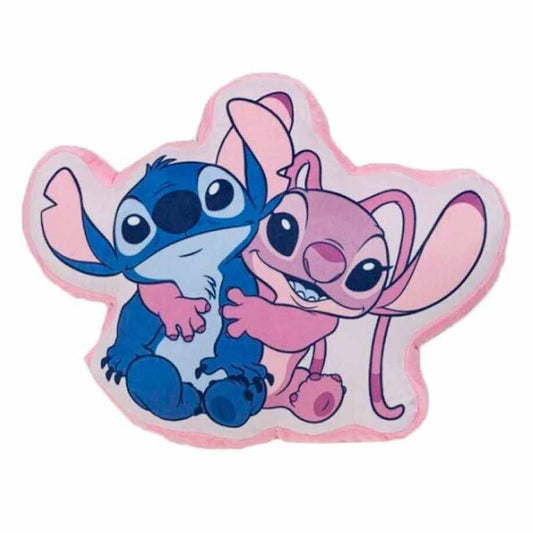 Cojín 3D Disney con Stitch y Angel en rosa y azul