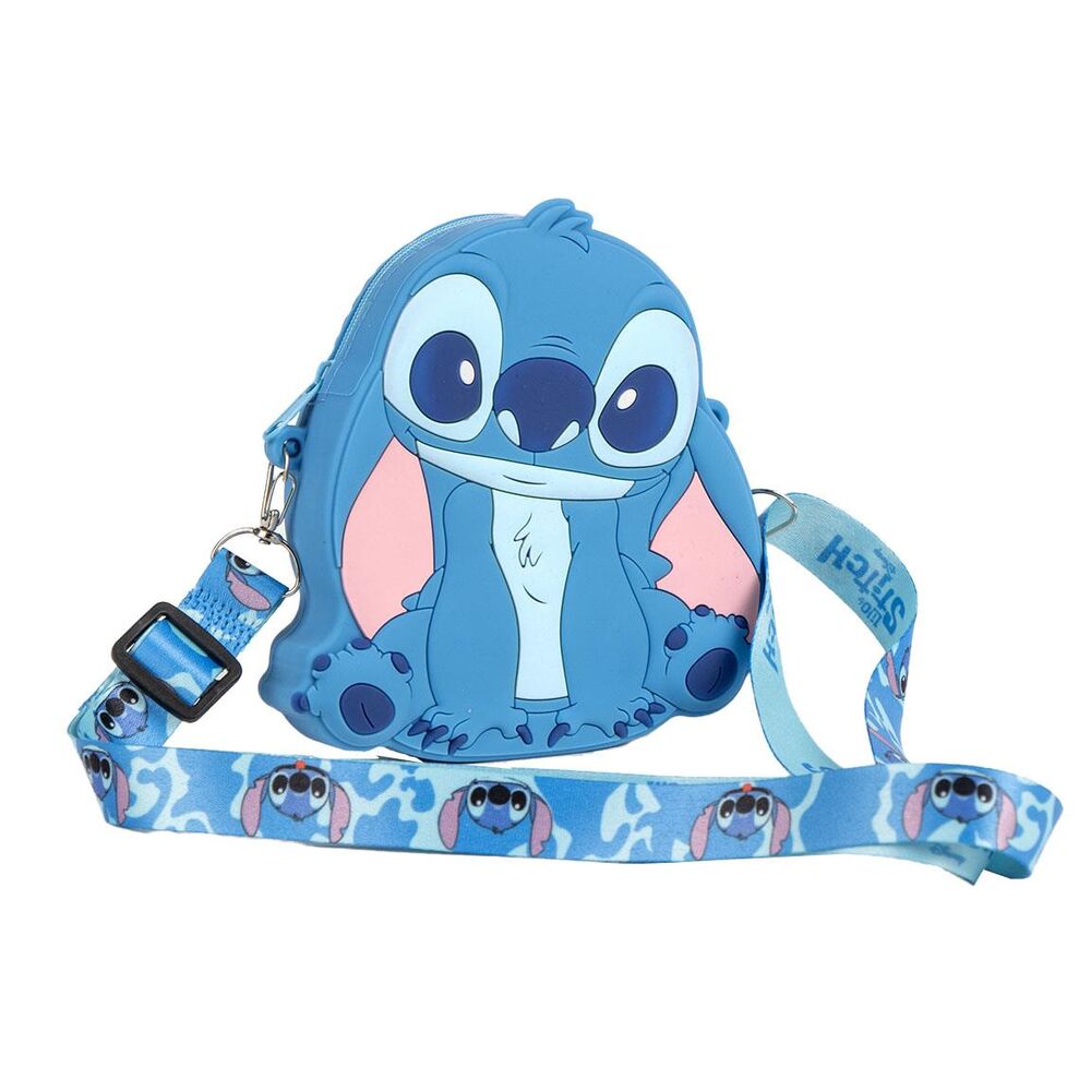 Bolso azul de silicona con diseño de Stitch y correa estampada