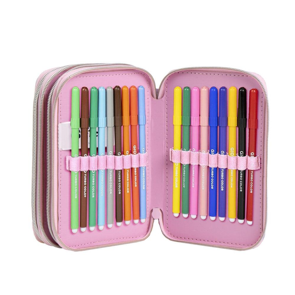 Plumier triple completo de Stitch Disney en rosa y lila - 2