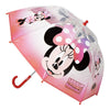 Paraguas burbuja transparente y rosa de Minnie Disney con mango rojo