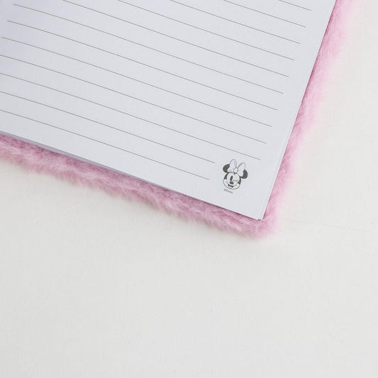 Cuaderno de pelo rosa de Minnie Disney con lazo rojo de lunares - 3