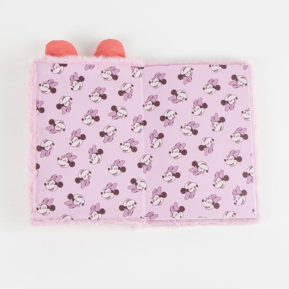 Cuaderno de pelo rosa de Minnie Disney con lazo rojo de lunares - 4