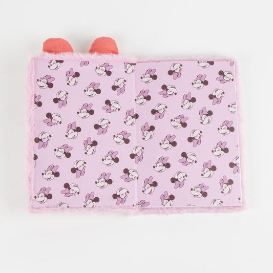Cuaderno de pelo rosa de Minnie Disney con lazo rojo de lunares - 4