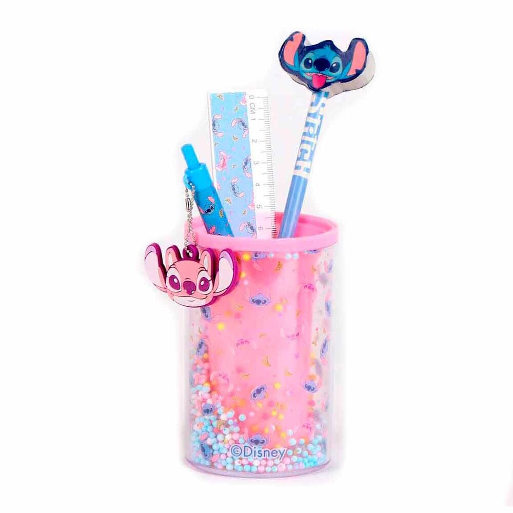 Portalápices rosa de Disney Stitch con estampado multicolor