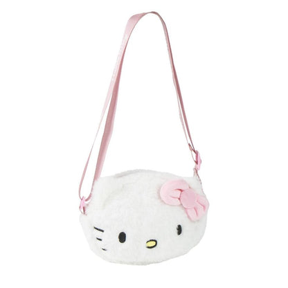 Bolso de peluche blanco de Hello Kitty con correa rosa