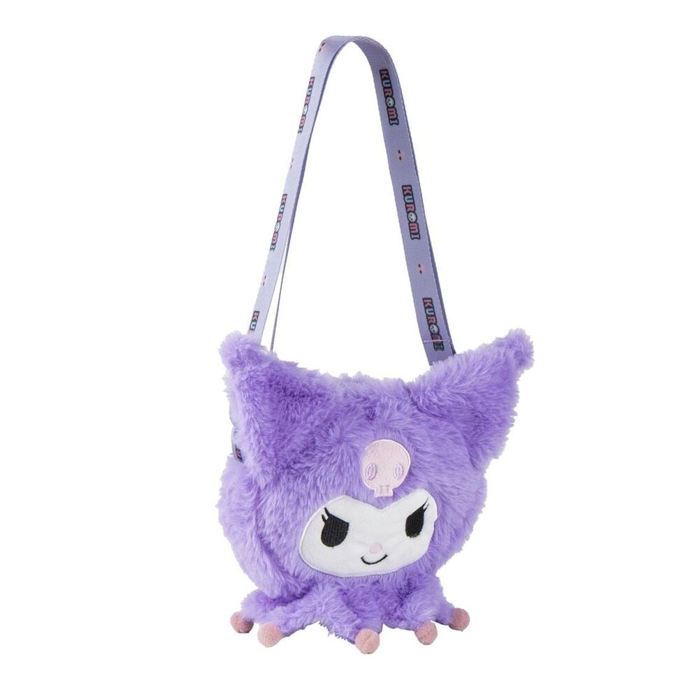 Bolso morado de peluche con diseño de Kuromi