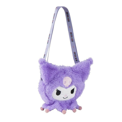 Bolso morado de peluche con diseño de Kuromi