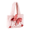 Bolsa shopping rosa de peluche con Minnie Disney y lazo frontal