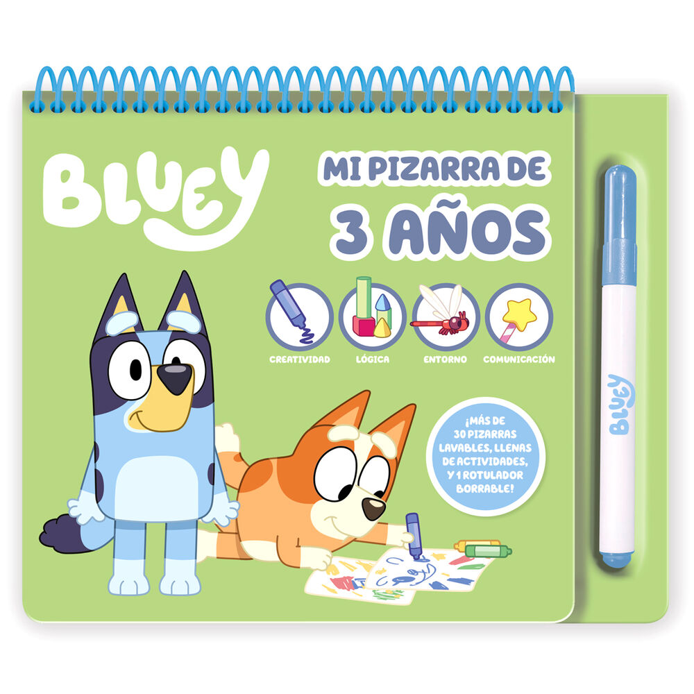 Mi pizarra de actividades Bluey para 3 años con rotulador borrable