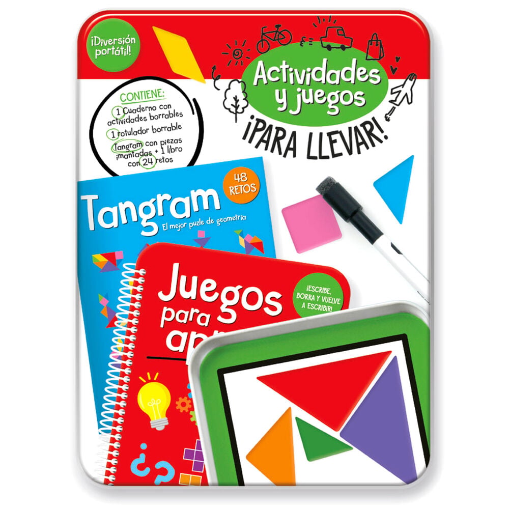 Kit de actividades portátil Tangram PLAYTIME con cuadernos y piezas imantadas
