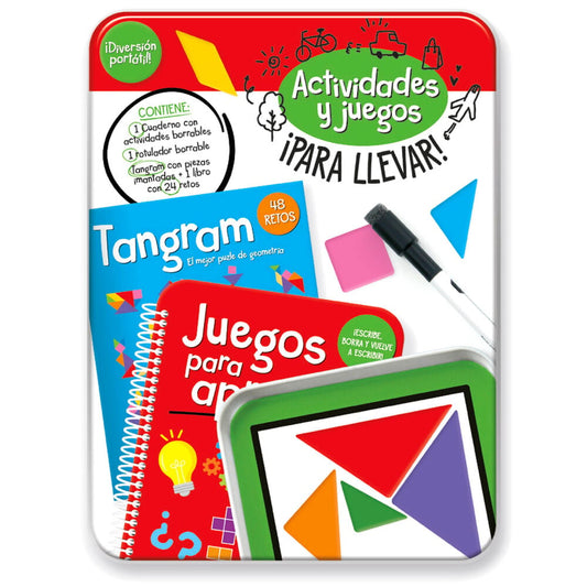 Kit de actividades portátil Tangram PLAYTIME con cuadernos y piezas imantadas