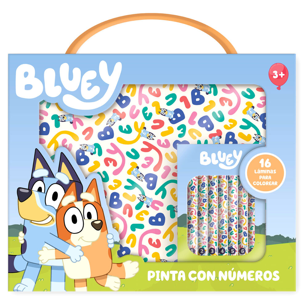 Maletín Pinta con Números Bluey con láminas, pincel y pinturas
