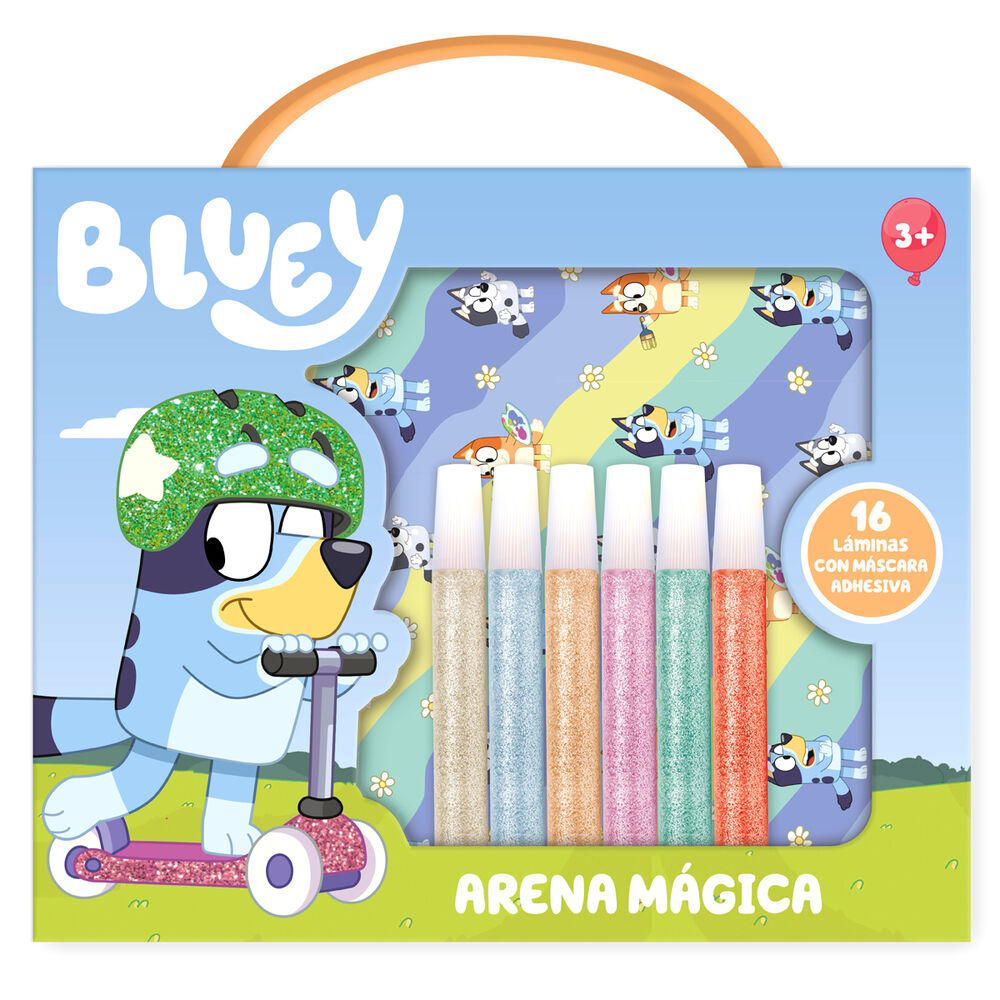Maletín Arena Mágica Bluey con láminas y tubos de glitter