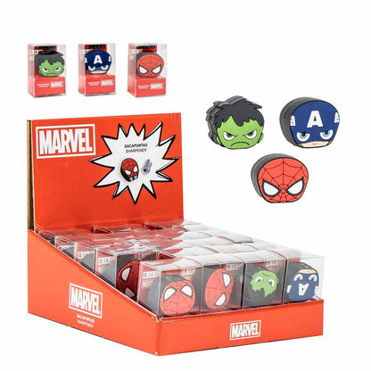 Sacapuntas Marvel Los Vengadores con diseños de Hulk, Capitán América y Spider-Man