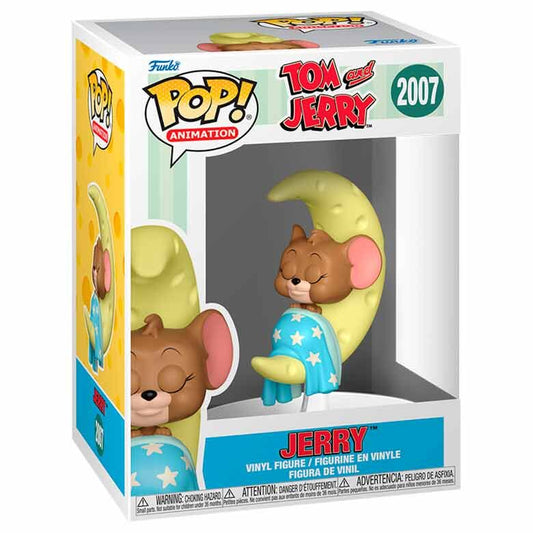 Figura Funko POP de Jerry con pijama azul sobre una luna creciente - 2