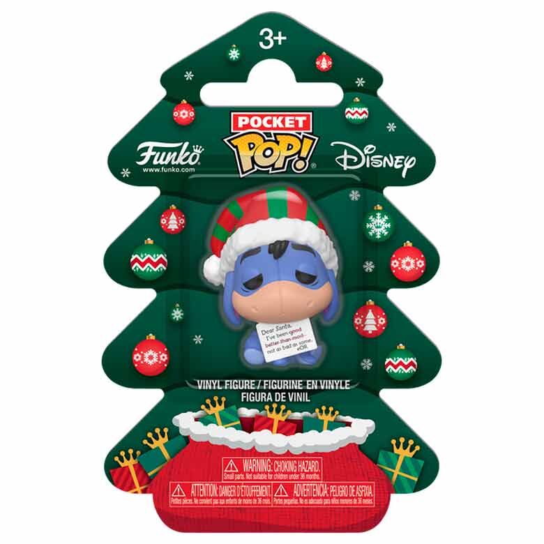 Figura Pocket POP! de Eeyore de Winnie the Pooh con gorro navideño