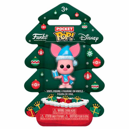 Figura Pocket POP! de Piglet de Disney con gorro y bufanda navideños