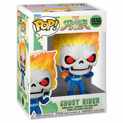 Figura Funko POP! de Ghost Rider con calavera llameante y traje azul - 2
