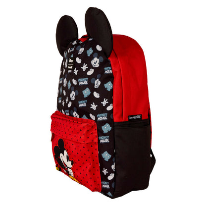 Mochila negra y roja de Mickey Mouse Disney Loungefly con orejas 3D - 3