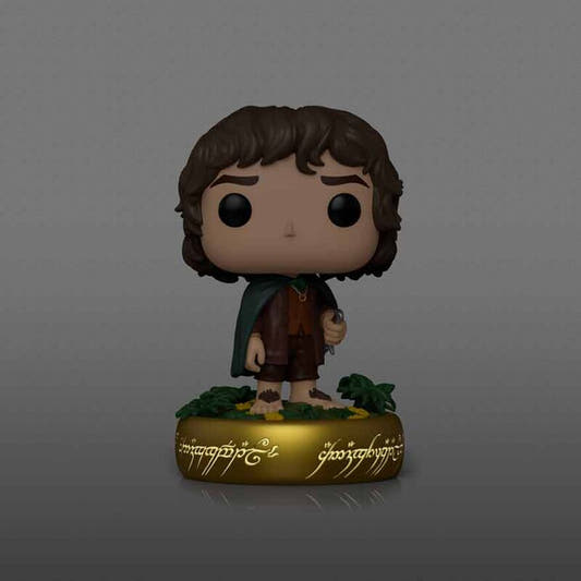 Figura Funko POP Plus de Frodo Baggins con capa verde y bastón - 3