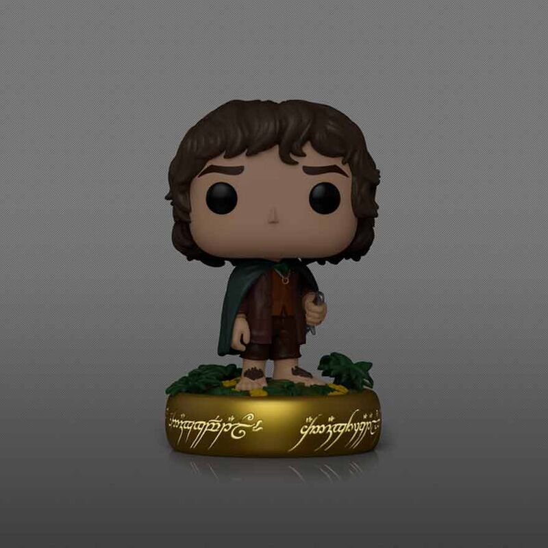 Figura Funko POP Plus de Frodo Baggins con capa verde y bastón - 3