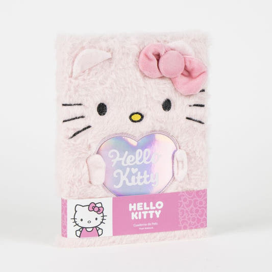 Cuaderno de peluche rosa de Hello Kitty con lazo - 5