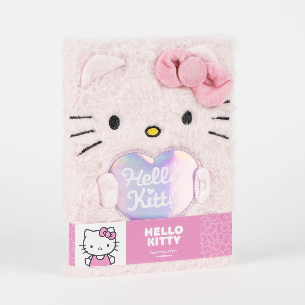 Cuaderno de peluche rosa de Hello Kitty con lazo - 5