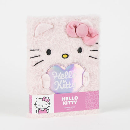 Cuaderno de peluche rosa de Hello Kitty con lazo - 5