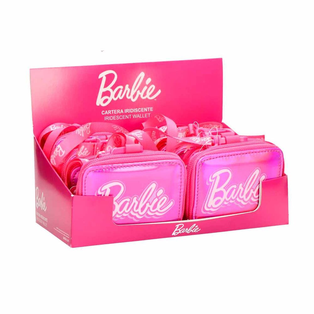 Monedero Barbie rosa iridiscente con cremallera