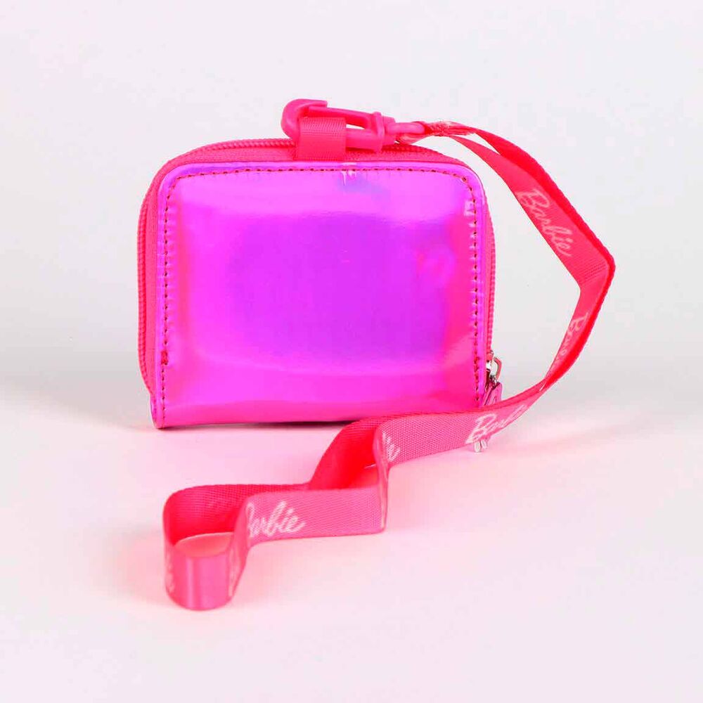 Monedero Barbie rosa iridiscente con cremallera - 3