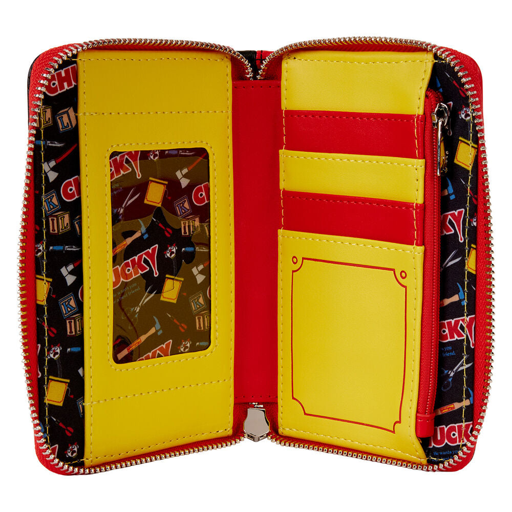 Cartera Chucky Loungefly negra con borde rojo y cierre de cremallera - 3