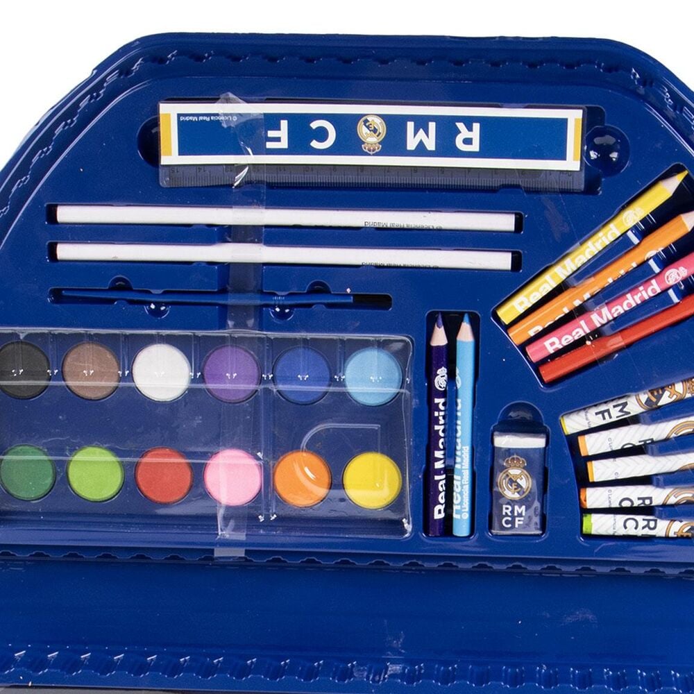 Set de papelería coloreable Real Madrid de 50 piezas en estuche azul - 4