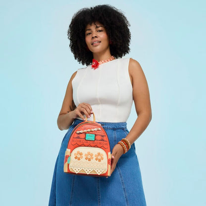 Mochila Vaiana Moana Disney Loungefly coral con conchas y bolsillo beige - 5