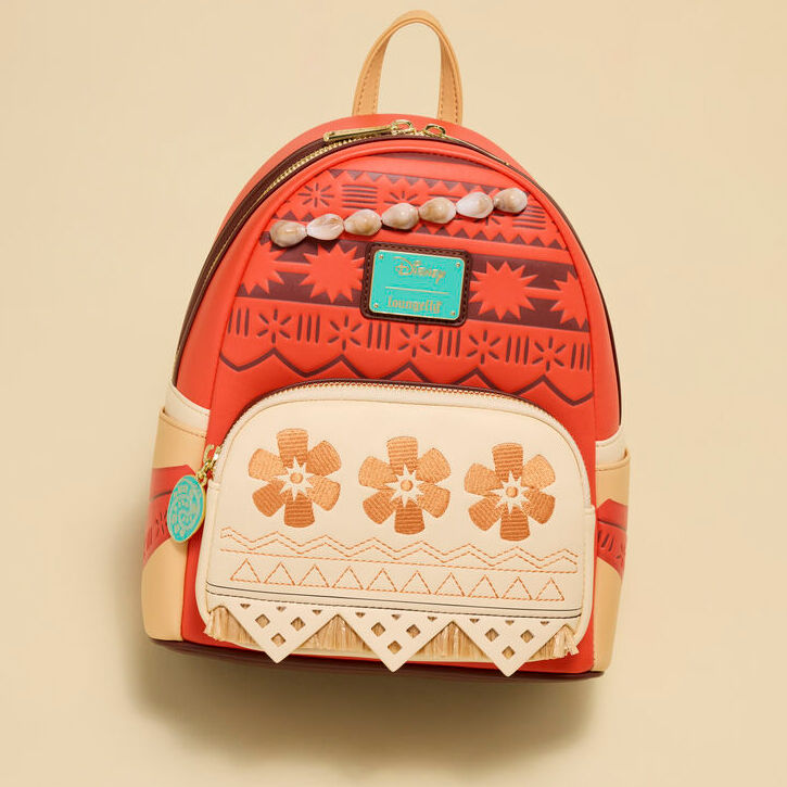 Mochila Vaiana Moana Disney Loungefly coral con conchas y bolsillo beige - 4