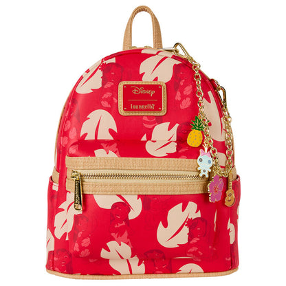 Mochila roja Disney Stitch Loungefly con cadena y charms